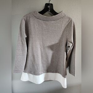 Ann Taylor Black and White Checkered Blouse